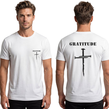 Gratitude Nail Cross T Shirt in White