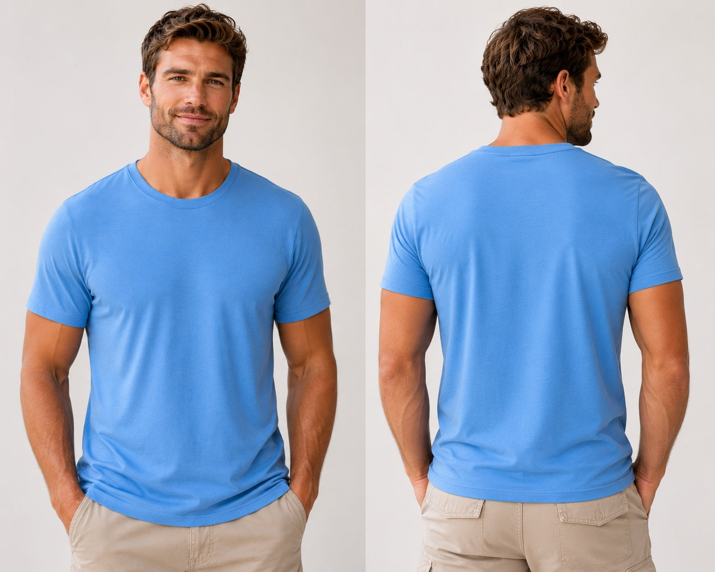 Plain Blue Men's Bamboo Shirts