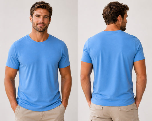 Plain Blue Men's Bamboo Shirts