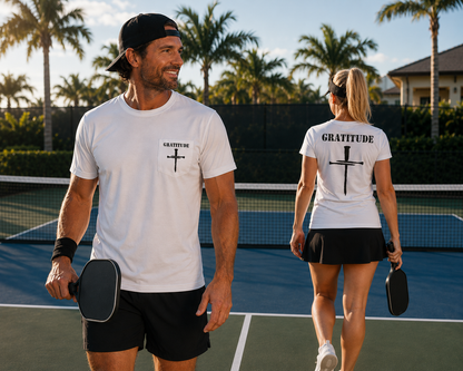 Gratitude Nail Cross T Shirt in White