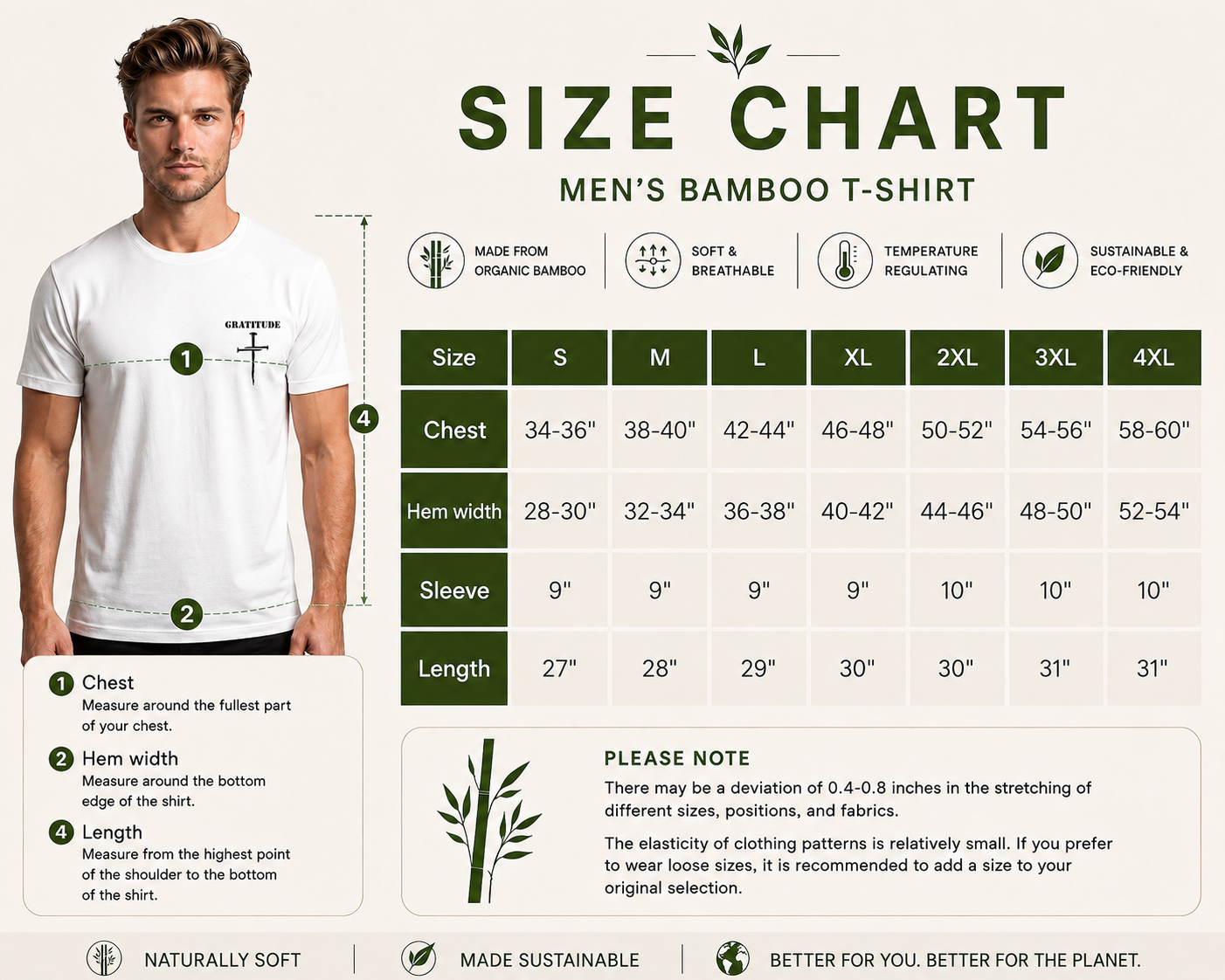 Short sleeve white Bamboo Ultra Soft T-shirt Gratitude with Nail Cross logo.